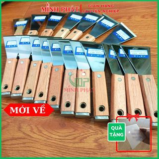 Cây sủi cạo sơn tường inox 201 cán gỗ cao cấp minh phát 6,5cm dày 2mm
