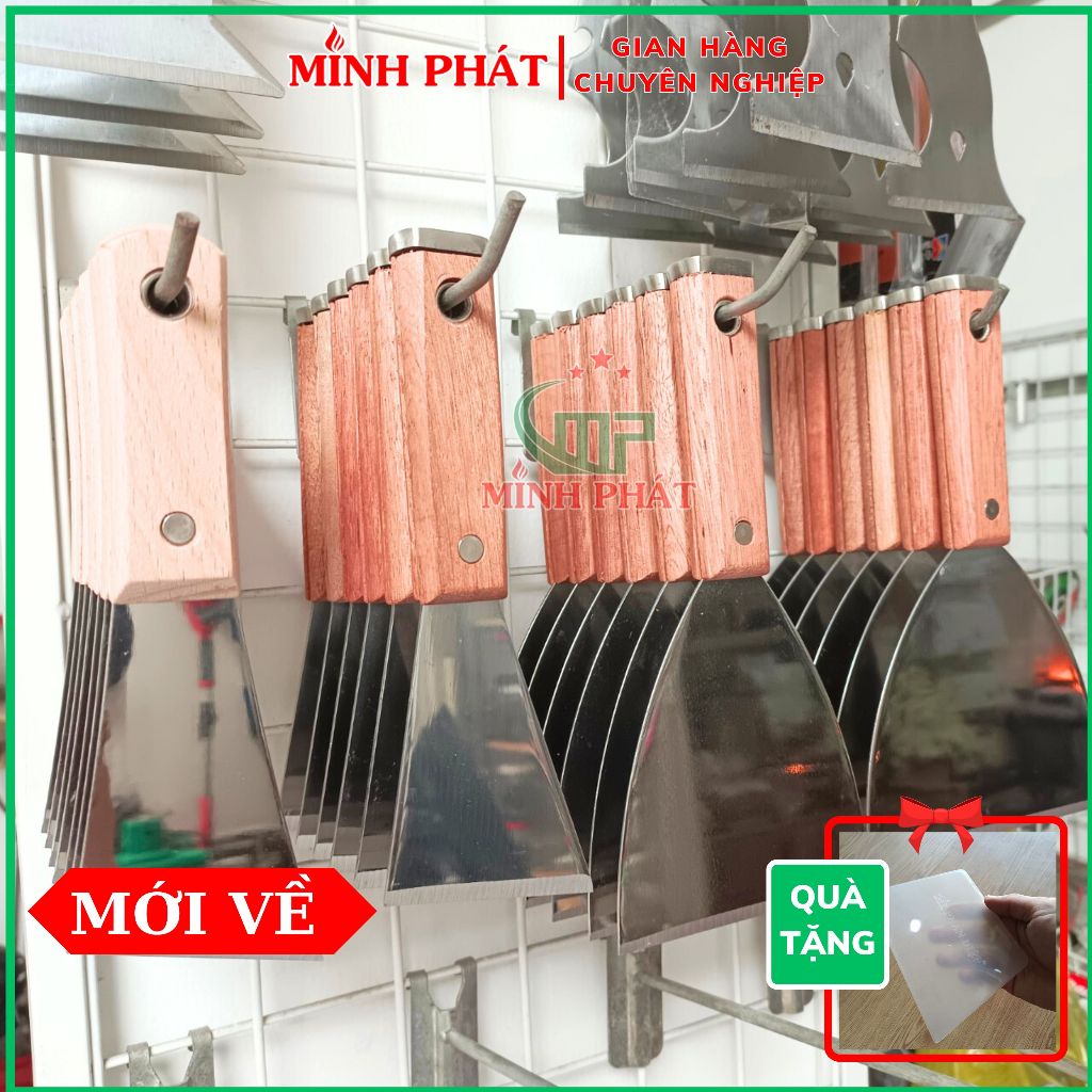 Cây Sủi Cạo Sơn Tường Inox 201 Cán Gỗ Cao Cấp Minh Phát 10cm Dày 1.2mm, Sủi Tường Inox 201 Dày 1.2mm