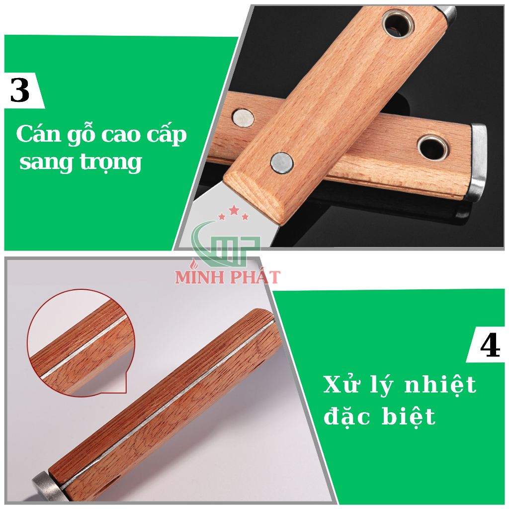Cây Sủi Cạo Sơn Tường Inox 201 Cán Gỗ Cao Cấp Minh Phát 10cm Dày 1.2mm, Sủi Tường Inox 201 Dày 1.2mm
