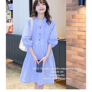 RN73_Rập giấy may đầm bầu xếp li nữ