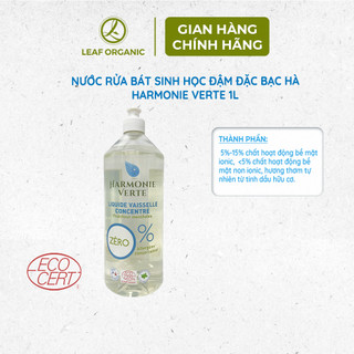 Nước rửa bát sinh học đậm đặc bạc hà Harmonie Verte 1L