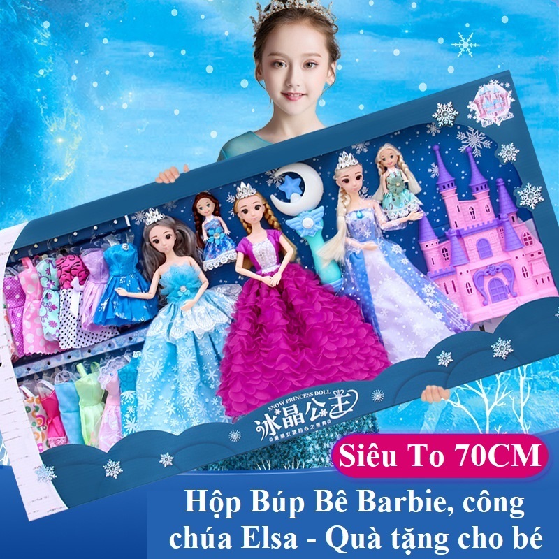 Hộp Đồ Chơi Búp Bê Barbie, Công Chúa Elsa, Búp Bê Thay Váy, Búp Bê Tóc Mây, Búp Bê Chibi, Búp Bê Nàng Tiên Cá Dễ Thương