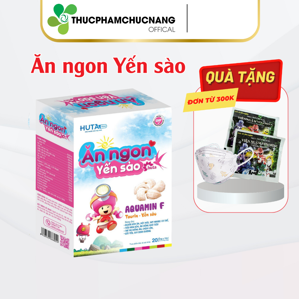 (HT) Ăn ngon yến sào Huta (hộp 20 ống *10ml) giúp bé ăn ngon miệng, tiêu hoá tốt bồi bổ cơ thể