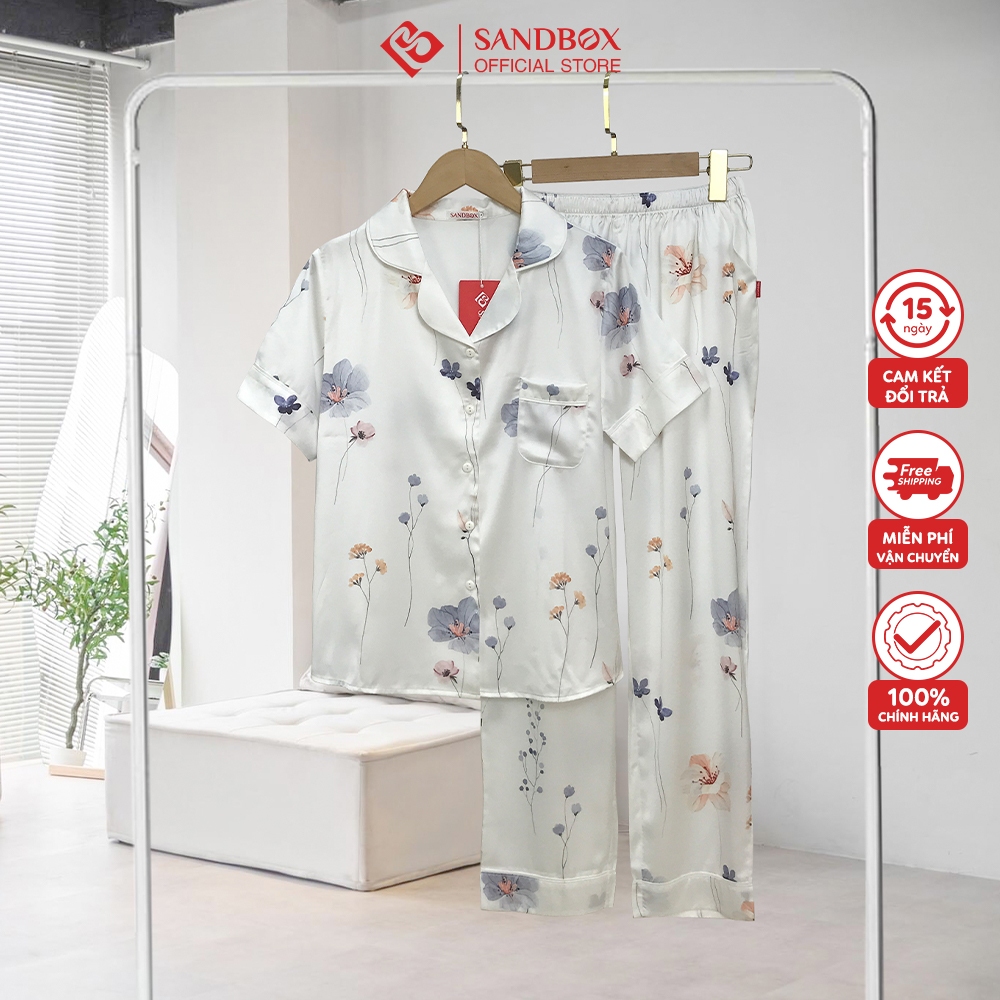 Đồ bộ nữ SANDBOX bộ pijama, lụa Satin cao cấp, hoạ tiết nhẹ nhàng, thanh lịch, trẻ trung BPC23002-3