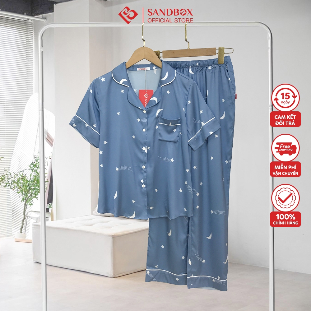 Đồ bộ nữ SANDBOX bộ pijama, lụa Satin cao cấp, hoạ tiết nhẹ nhàng, thanh lịch, trẻ trung BPC23002-3