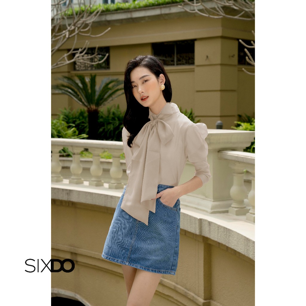 Áo sơ mi nữ dài tay vai bồng không nơ SIXDO (Long Sleeves Shirt)