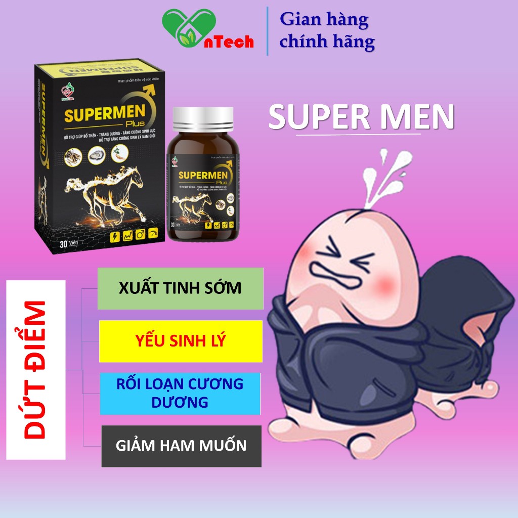 COMBO 4 hộp tinh chất hàu everyday health SUPER MEN Hỗ trợ điều trị yếu sinh lý xuất tinh sớm hộp 30 viên