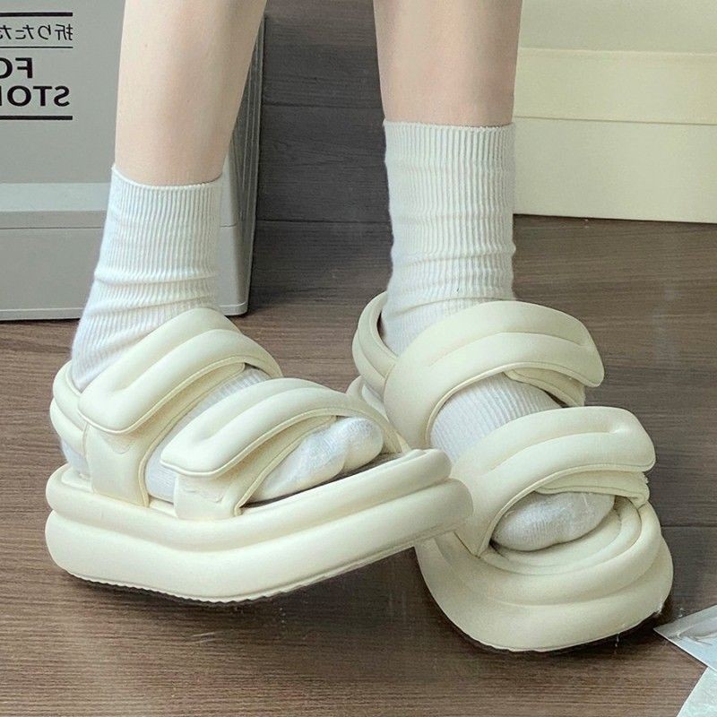 Giày Sandal nữ quai ngang SHEE 2023 đế bánh mì siêu mềm phong cách Hàn Quốc