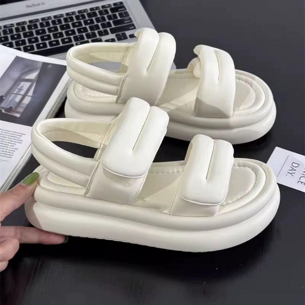 Giày Sandal nữ quai ngang SHEE 2023 đế bánh mì siêu mềm phong cách Hàn Quốc
