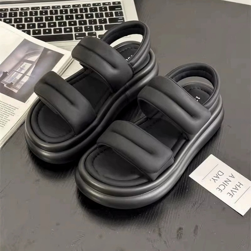 Giày Sandal nữ quai ngang SHEE 2023 đế bánh mì siêu mềm phong cách Hàn Quốc