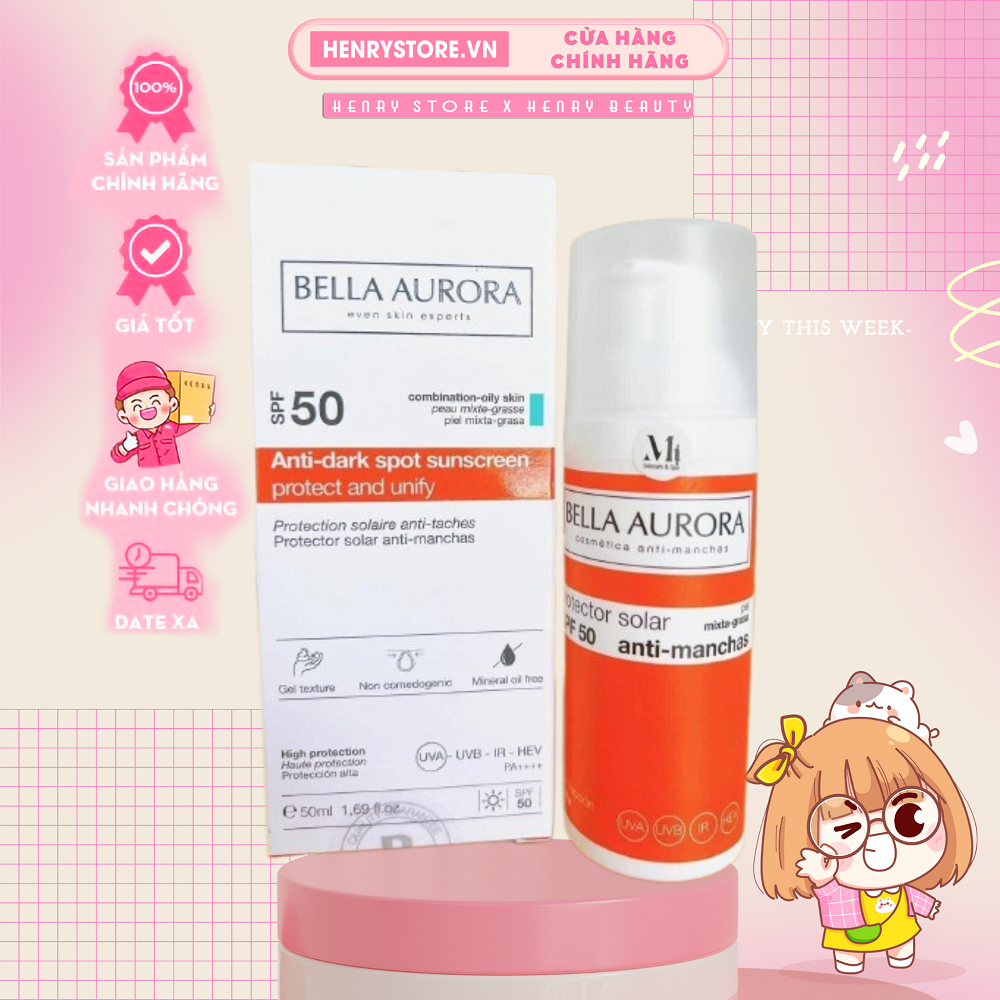 Kem Chống Nắng Bella Aurora Anti-Dark Spot Sunscreen Protects And Unify SPF50 50ml