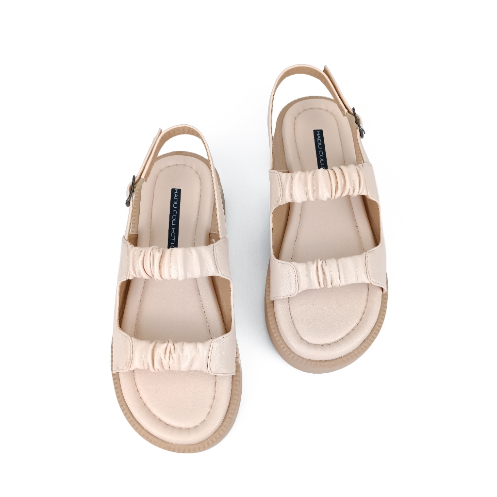 Giày Sandal 2 Quai Nhún HADU MS040 Đế PU Siêu Nhẹ, Êm Mềm, Da PU Cao Cấp, Bảo Hành 24T