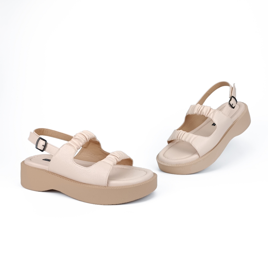 Giày Sandal 2 Quai Nhún HADU MS040 Đế PU Siêu Nhẹ, Êm Mềm, Da PU Cao Cấp, Bảo Hành 24T