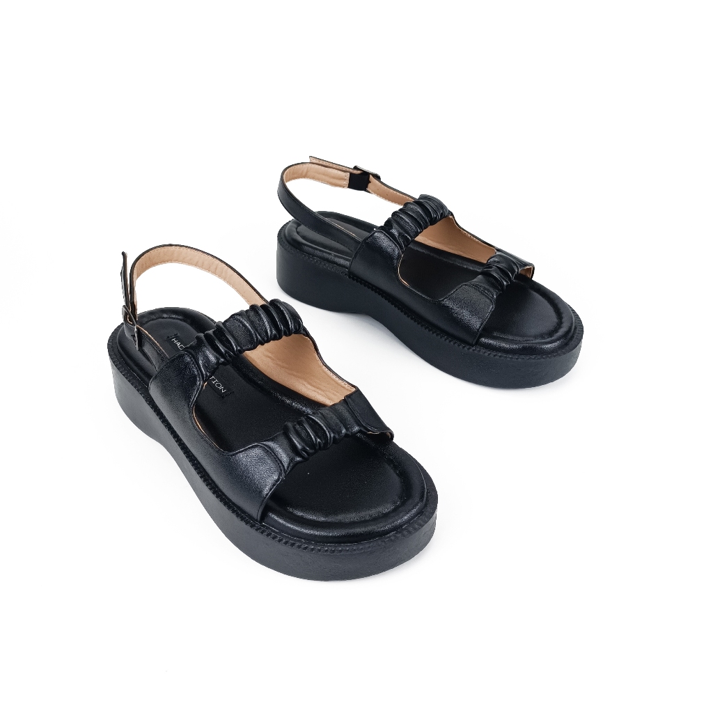 Giày Sandal 2 Quai Nhún HADU MS040 Đế PU Siêu Nhẹ, Êm Mềm, Da PU Cao Cấp, Bảo Hành 24T