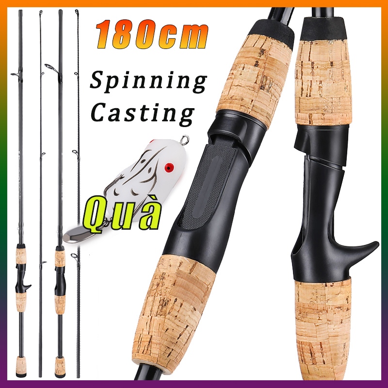 Cần câu máy 2 khúc，1.8M Quay/Đúc Cần Câu M Power Di Động Siêu Nhẹ Cần Câu Tay Cầm Gỗ Cho Câu Cá Nước Ngọt