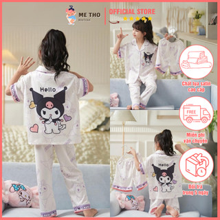 Bộ Ngủ Trẻ Em MẸ THỎ BOUTIQUE - Đồ Ngủ Cho Bé Hình Chú Mèo Hello Thiết Kế Cổ Áo, Tay Áo Mềm Mại Có Họa Tiết Dễ Thương
