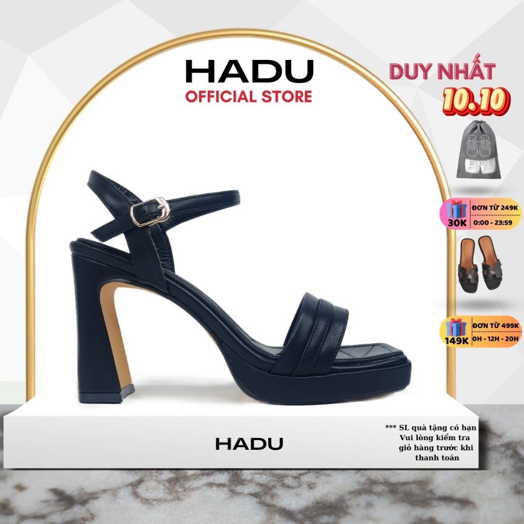 Giày sandal gót bầu 9p sườn kép quai ngang ARES HADU M956 - BH 24 tháng