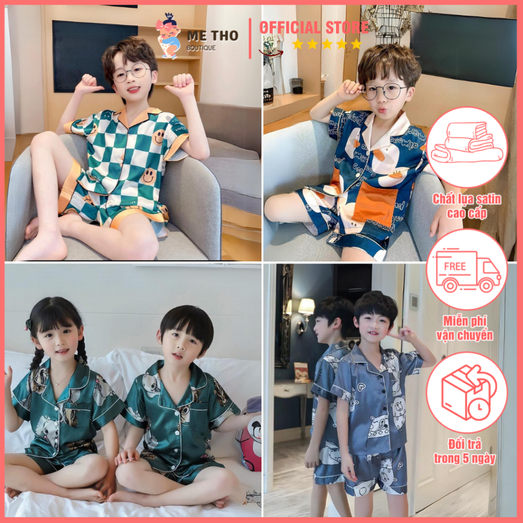 Bộ Đồ Ngủ Pijama Cộc Tay MẸ THỎ BOUTIQUE - Đồ Ngủ Cho Bé Chất Vải Cao Cấp Mềm Mịn, Rất Mát Và Thấm Hút Mồ Hôi Tốt