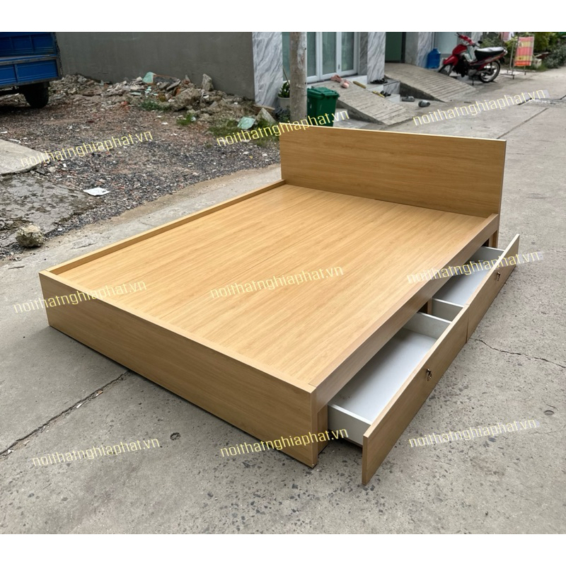 Giường gỗ, giường ngủ gỗ 2 hộc kéo lớn (Ship toàn quốc)