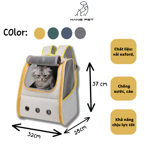 Balo mèo Hello cat có cửa hông, chống nước, nhiều màu cho thú cưng PETWE PW0002