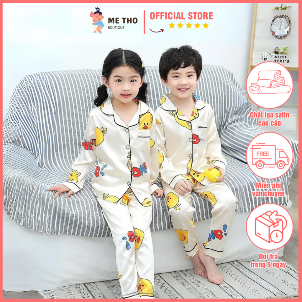 Bộ Đồ Ngủ Pijama Dài Tay MẸ THỎ BOUTIQUE - Đồ Ngủ Cho Bé Trai Bé Gái Họa Tiết Vịt Xinh Form Rộng Thoải Mái Di Chuyển