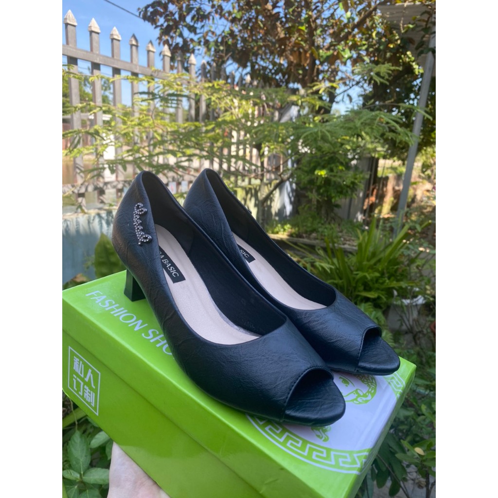 Giày cao gót nữ đế 5p cao cấp hở mũi mác cạnh , Giày Cao Gót Nữ Hở Mũi