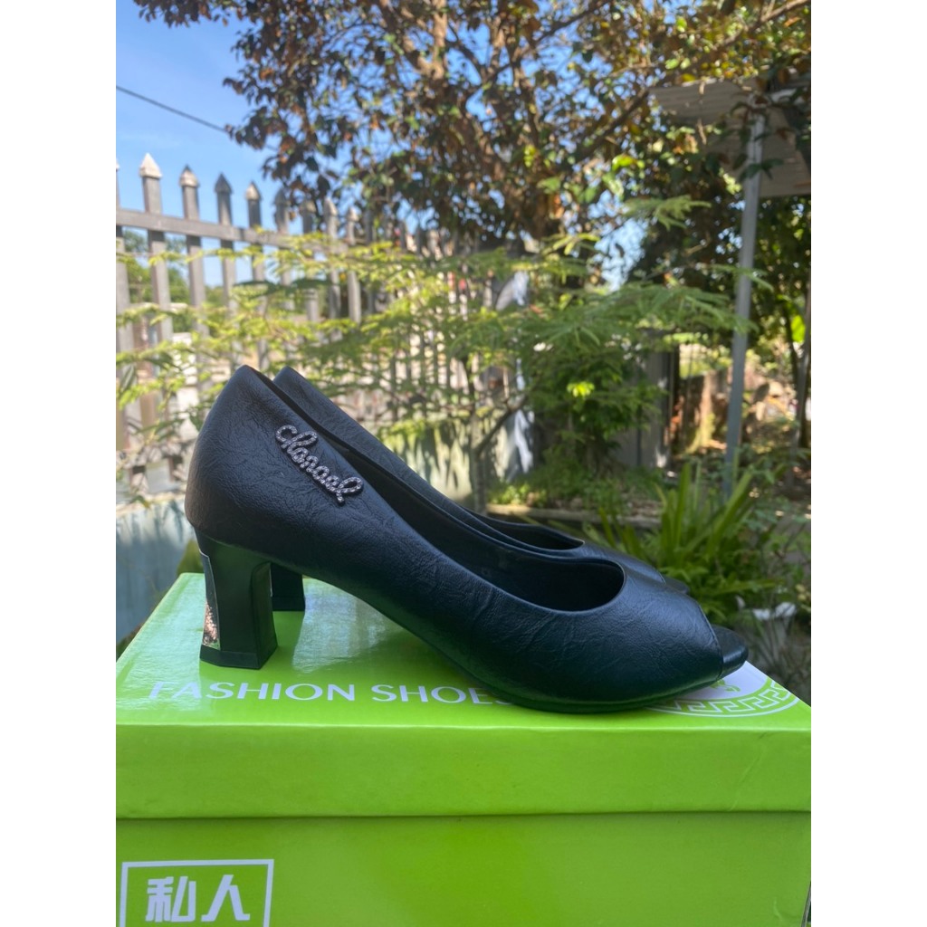 Giày cao gót nữ đế 5p cao cấp hở mũi mác cạnh , Giày Cao Gót Nữ Hở Mũi