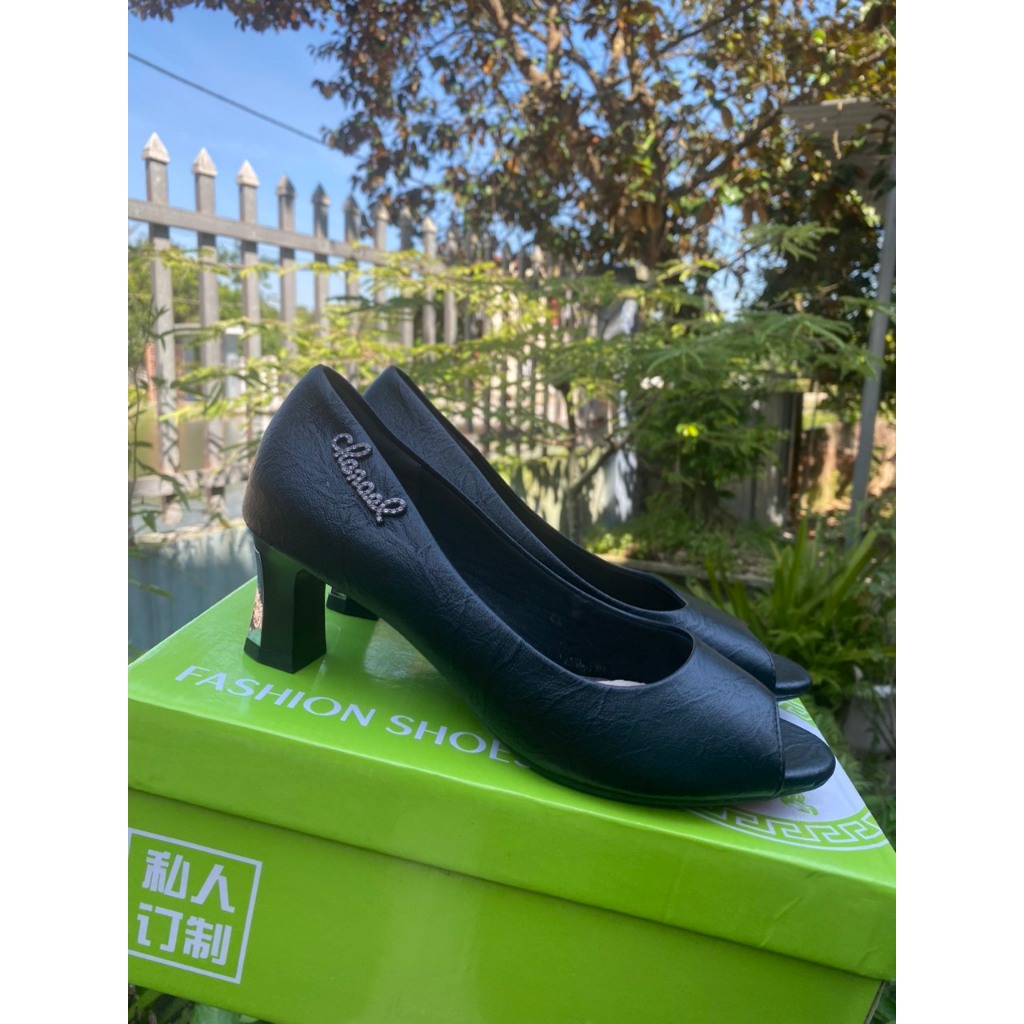 Giày cao gót nữ đế 5p cao cấp hở mũi mác cạnh , Giày Cao Gót Nữ Hở Mũi