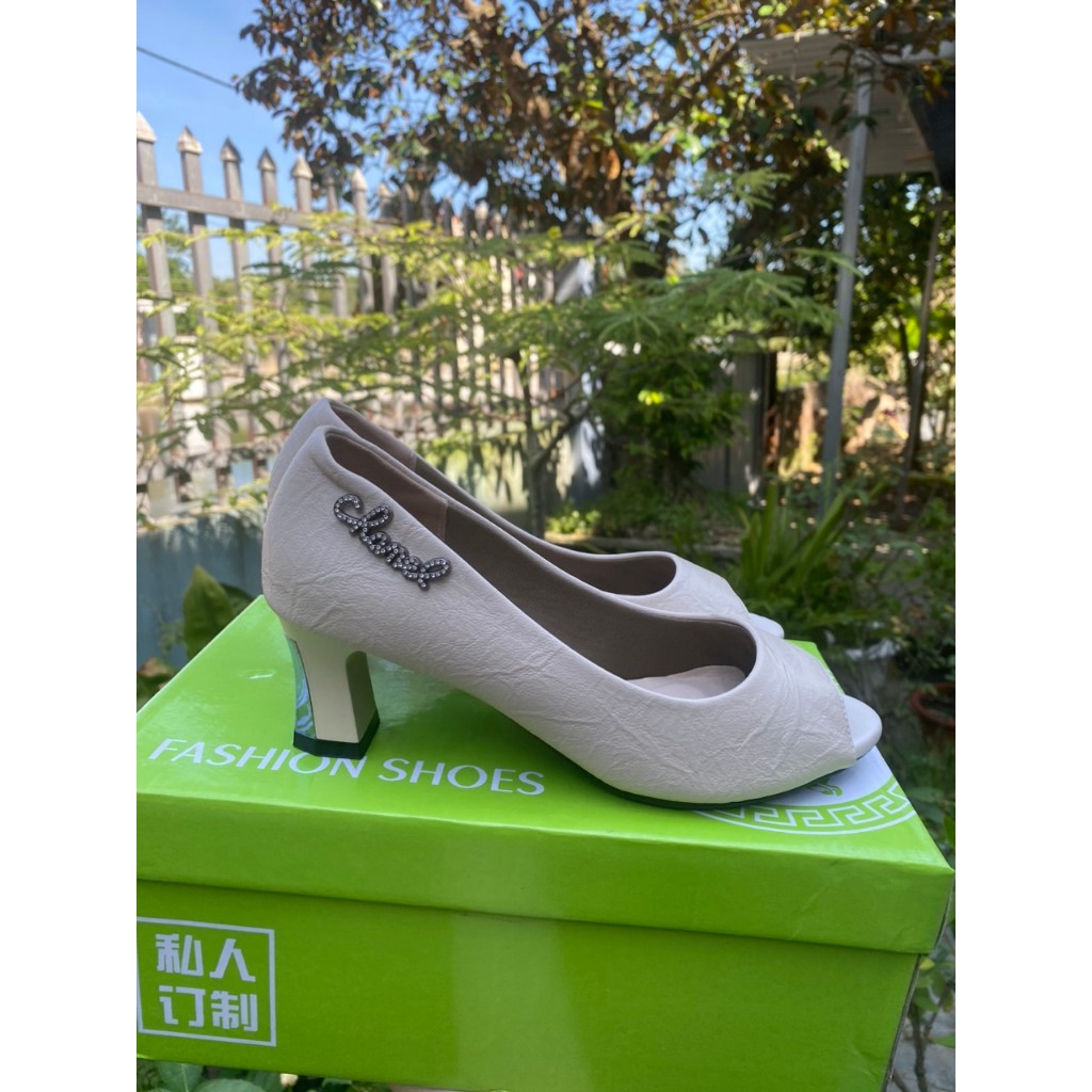 Giày cao gót nữ đế 5p cao cấp hở mũi mác cạnh , Giày Cao Gót Nữ Hở Mũi
