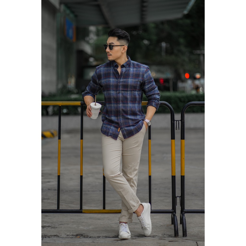 Áo Sơ Mi Dạ Kẻ Nam Nữ Mặc Basic Urban Vải Cotton Dáng Slim trẻ trung, mềm mịn, mặc Thu Đông NO.1197 | 3122 | 2165 | 1194