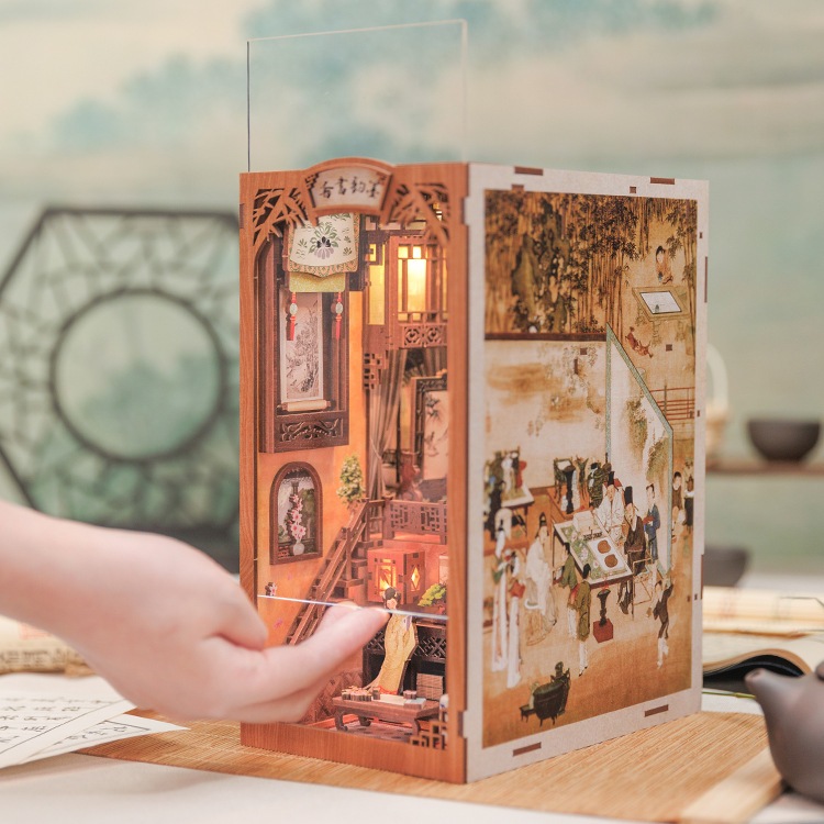 [Tặng KÍNH CHẮN + BỘ DỤNG CỤ] Mô hình 3D Chặn sách Book Nook Tự Làm bằng gỗ. Trang Trí Kệ sách | Book Nook DIY Cutebee