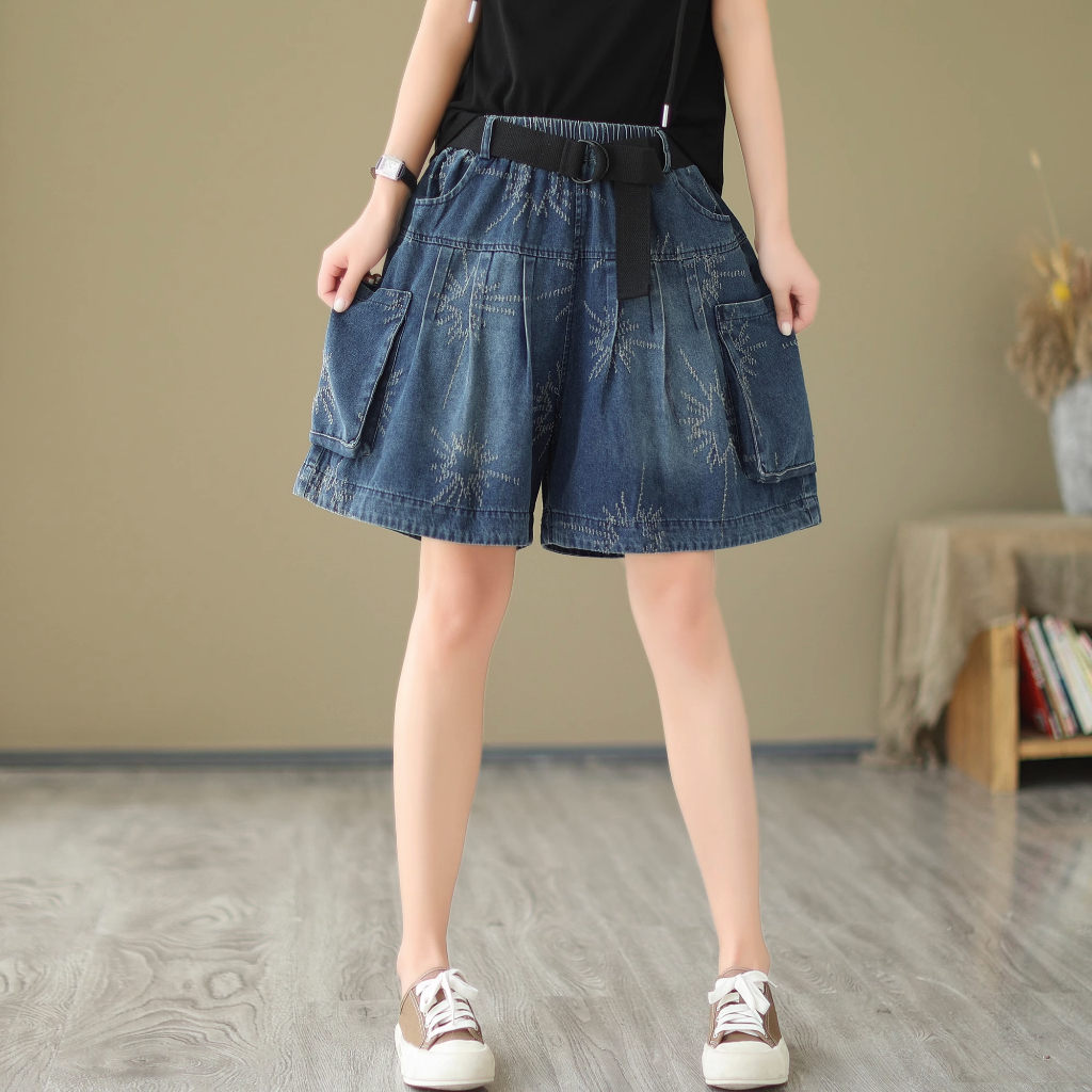 B276 Quần jean lửng ống rộng túi 2 bên thời trang