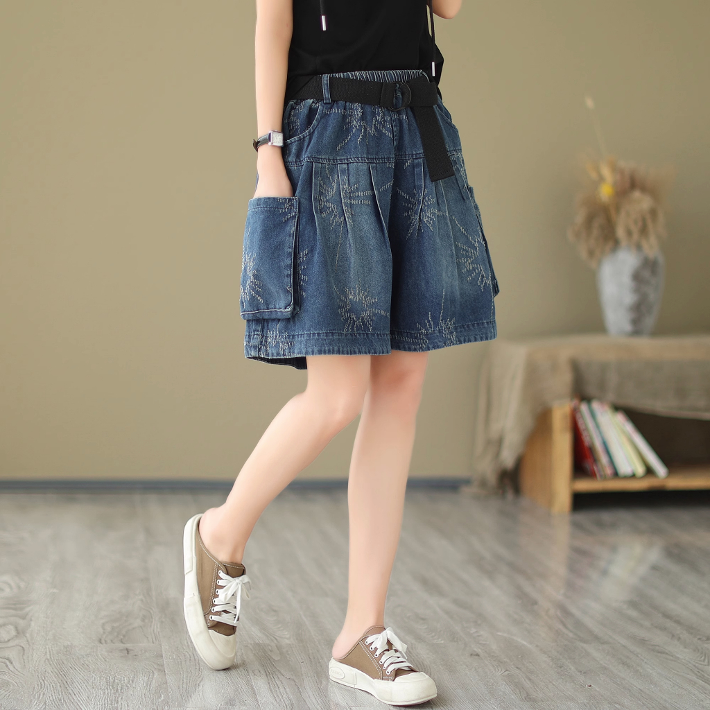 B276 Quần jean lửng ống rộng túi 2 bên thời trang