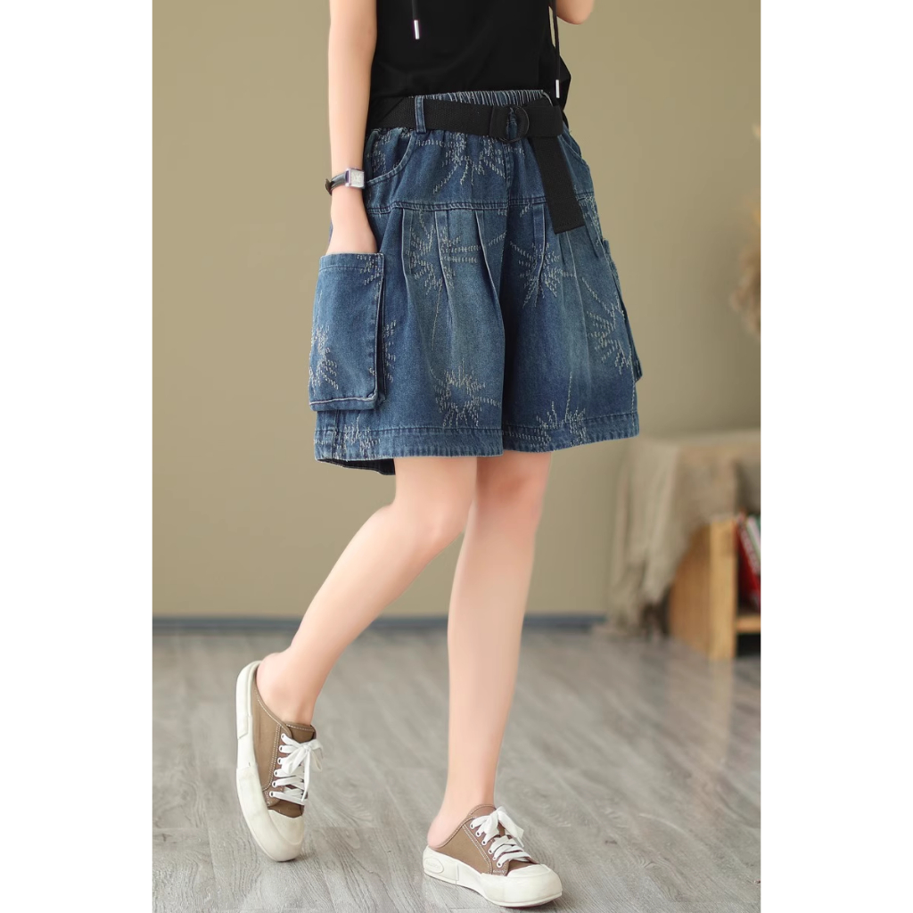 B276 Quần jean lửng ống rộng túi 2 bên thời trang