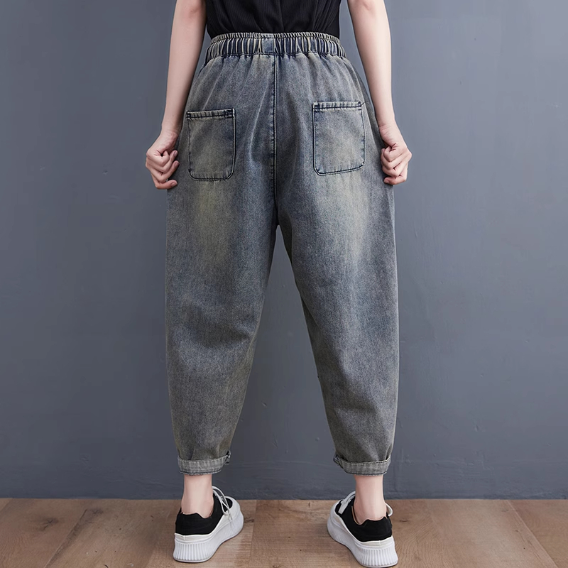 B259 Quần jean bigsize cạp chun gập gấu thời trang