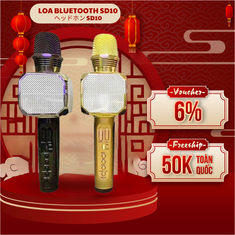 Micro Karaoke Bluetooth SD10 Kèm Loa Cao Cấp Âm Bass Hay - Bảo Hành Đổi Mới 1 1