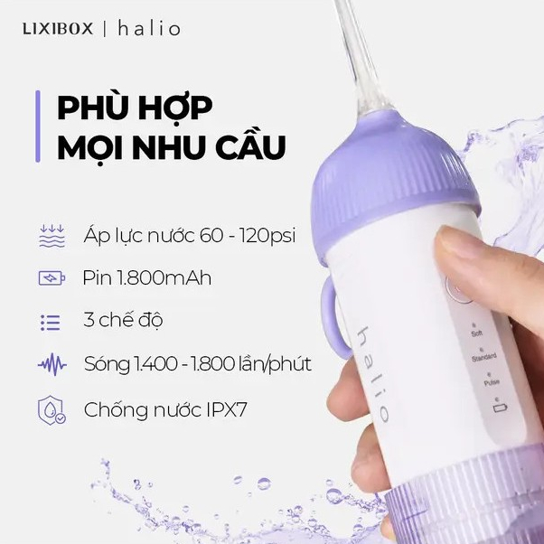 Máy tăm nước Halio UltraClean Oral Irrigator 3 chế độ Periwinkle