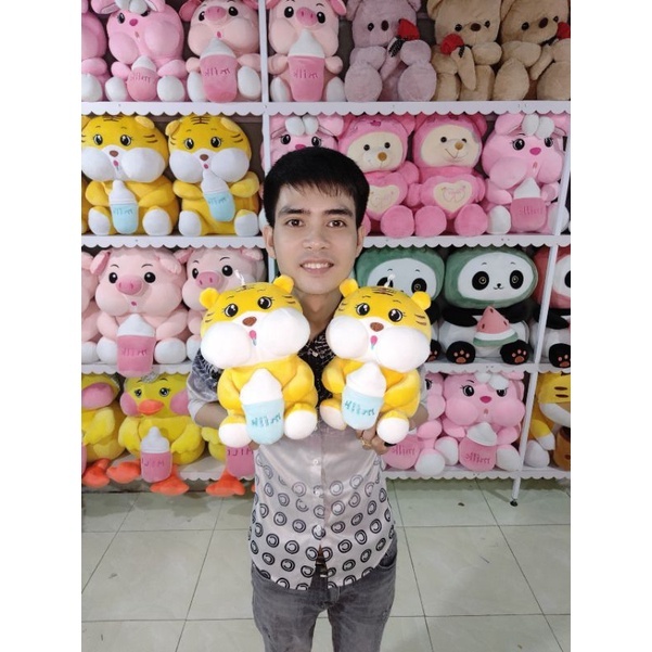 Gấu bông, thú nhồi bông Hổ ôm Bình Sữa cao cấp size 30cm.