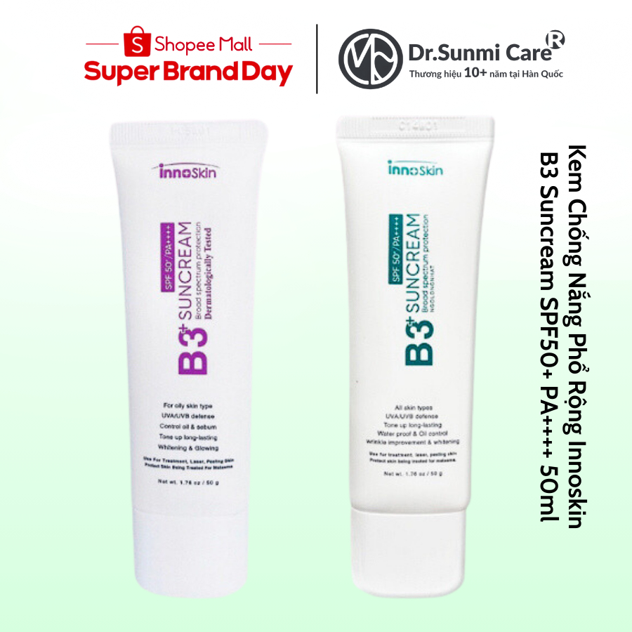 Kem Chống Nắng Phổ Rộng Innoskin B3 Suncream SPF50+ PA++++ 50ml
