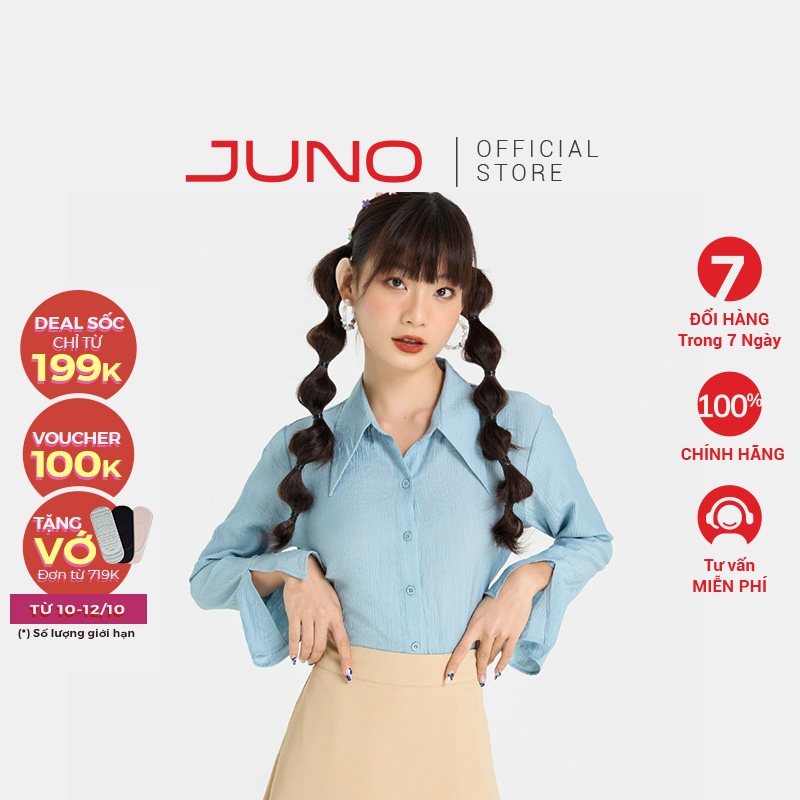 Áo Sơ Mi Nữ Thời Trang JUNO Kiểu Tay Xoè JNASM018