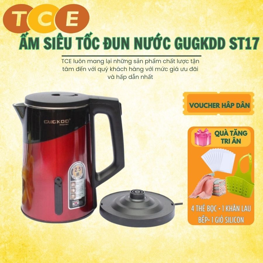 Ấm siêu tốc đun nước GUGKDD ST17 dung tích 2.5L công suất 1500W chế độ thông minh tự ngắt khi sôi, bảo hành 12 tháng | BigBuy360 - bigbuy360.vn