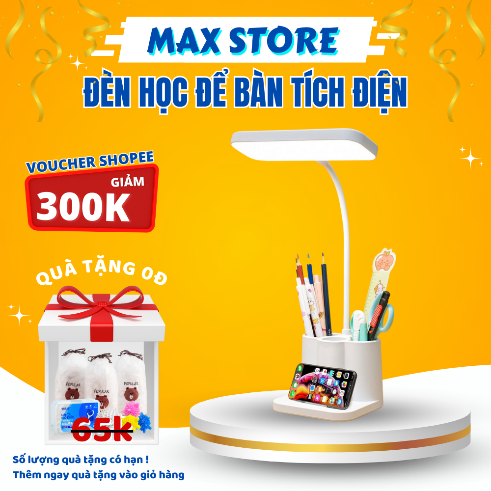 Đèn Học Để Bàn Học Sinh Tích Điện Chống Cận Thị Thông Minh Cảm Ứng 3 Chế Độ Sáng Cao Cấp Chống Mỏi Mắt DH03