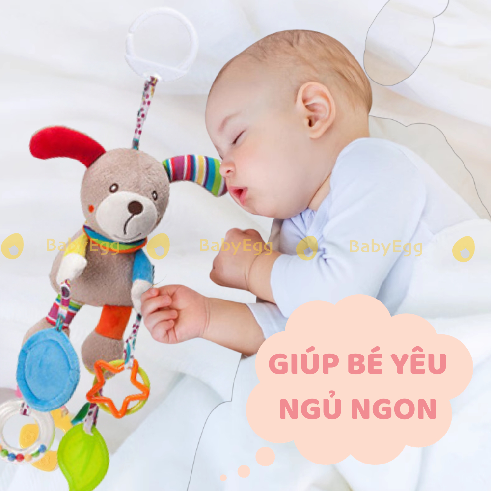 Đồ Chơi Treo cũi, Nôi, xe đẩy Thú Bông phát triển đa giác quan có gặm nướu lục lạc Cho Bé 0-6 tháng 1 2 tuổi babyEgg