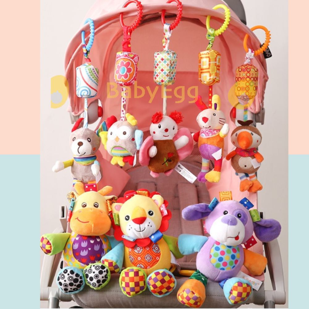Đồ Chơi Treo cũi, Nôi, xe đẩy Thú Bông phát triển đa giác quan có gặm nướu lục lạc Cho Bé 0-6 tháng 1 2 tuổi babyEgg