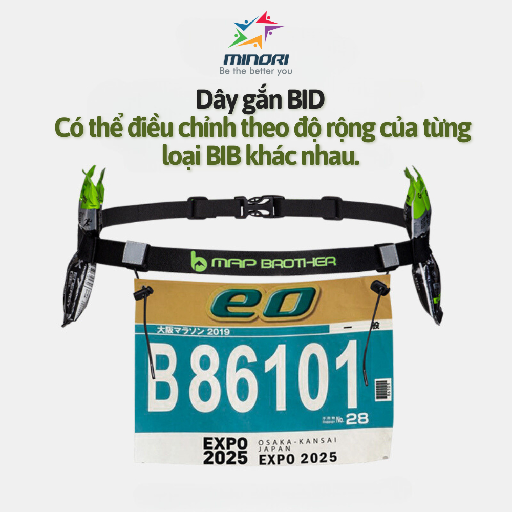 Dây Đai Đeo BIB Loại Tốt Cài Được Gel Năng Lượng Thể Thao Chạy Bộ Chạy Trail Map Brother M3020