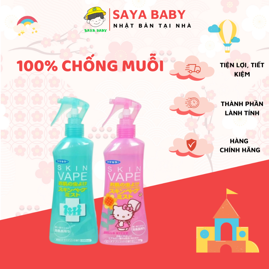 Chai xịt chống muỗi Skinvape, lọ xịt chống côn trùng Nhật Bản cho bé