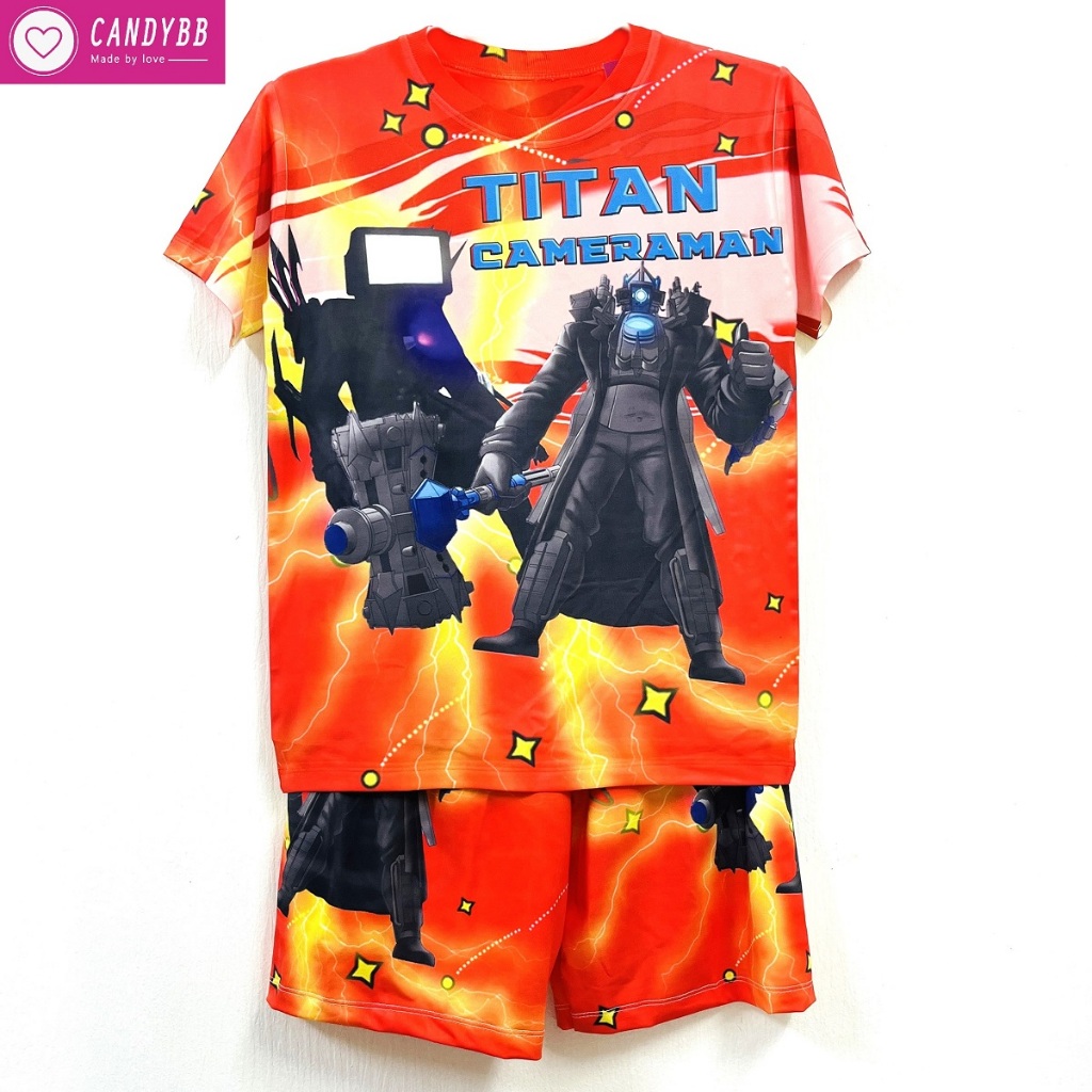 Bộ thun lạnh Skibidi Toilet, Titan Tivi Man, Skibidi Man bé trai, con nít, Cổ Tròn Tay Ngắn, Có size cho bé 10kg - 60kg