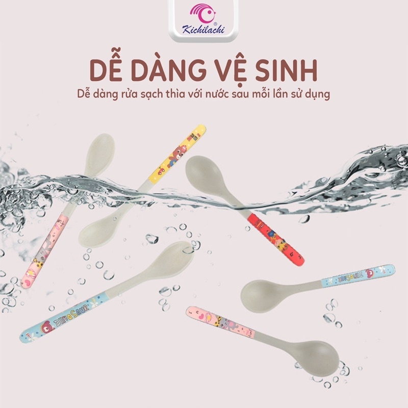 Thìa ăn dặm sợi tre cho bé Kichilachi giúp trẻ tập xúc chất liệu an toàn - MINIBOO