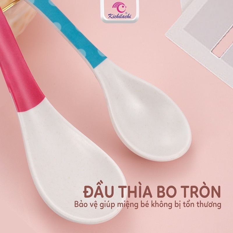 Thìa ăn dặm sợi tre cho bé Kichilachi giúp trẻ tập xúc chất liệu an toàn - MINIBOO