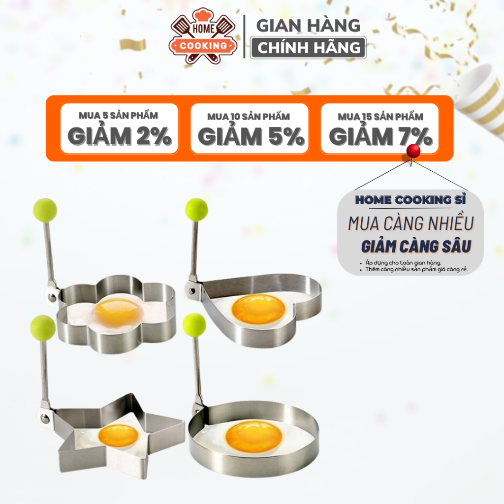Khuôn Rán Trứng Ốp La, Bánh - Khay Chiên Tạo Nhiều Hình Cute Có Núm Cầm